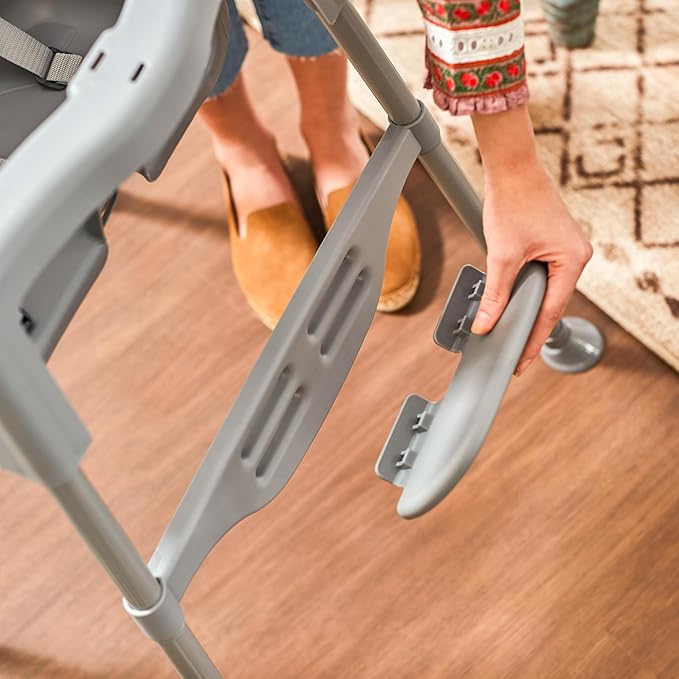 Cosco Kids Canteen High Chair Lightweight Portable Baby Feeding Chair with Adjustable Tray, Easy to Clean, Kitchen or Dining Use, Toddlers Up to 33 lbs, Mono Grey