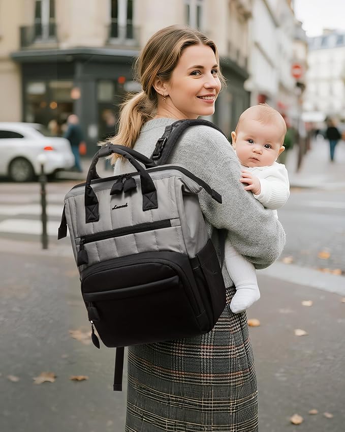 LOVEVOOK Puffer Diaper Backpack, Lightweight Baby Bag with Changing Pad, Diaper Bag for Mom Dad with Stroller Buckles