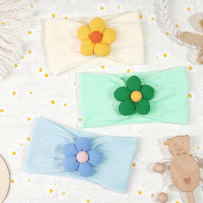 CÉLLOT 5 Pcs Baby Flower Headbands Baby Girls Nylon Headbands Soft Hairbands Hair Accessories for Newborn Infant Toddler Kids(Vibrant Color