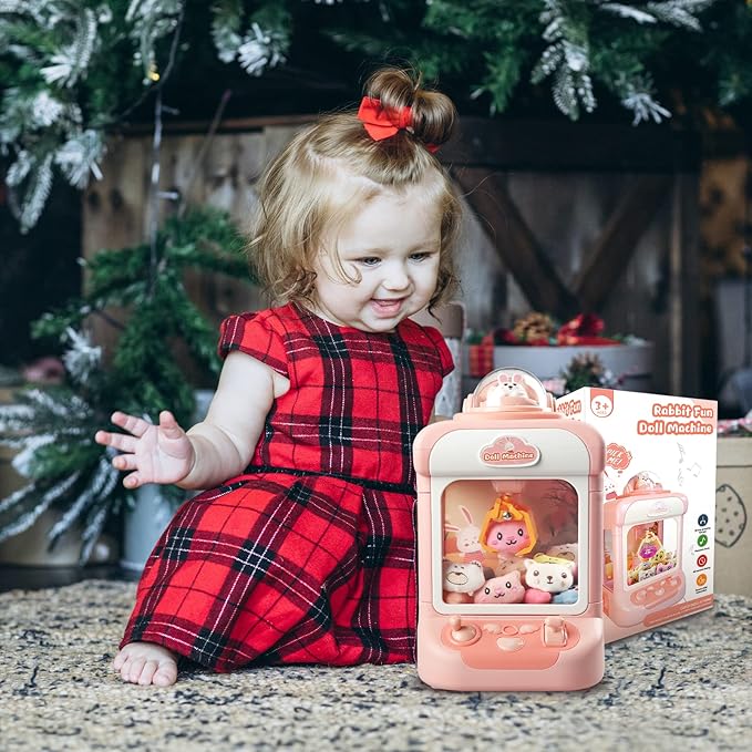 Claw Machine for Kids,Mini Vending Machines Candy Grabber Prize Dispenser Toys for Girls,Electronic Arcade Claw Game Machine for Party Birthday with Lights Sound (Rabbit Claw)