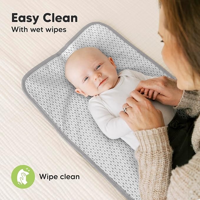 KeaBabies Portable Diaper Changing Pad, Easy Wipe Clean - Foldable Waterproof Baby Changing Mat for Diaper Bag, Compact, Lightweight, 25x13 Newborn, Infant, Baby Changer Travel Essential (Woodland)