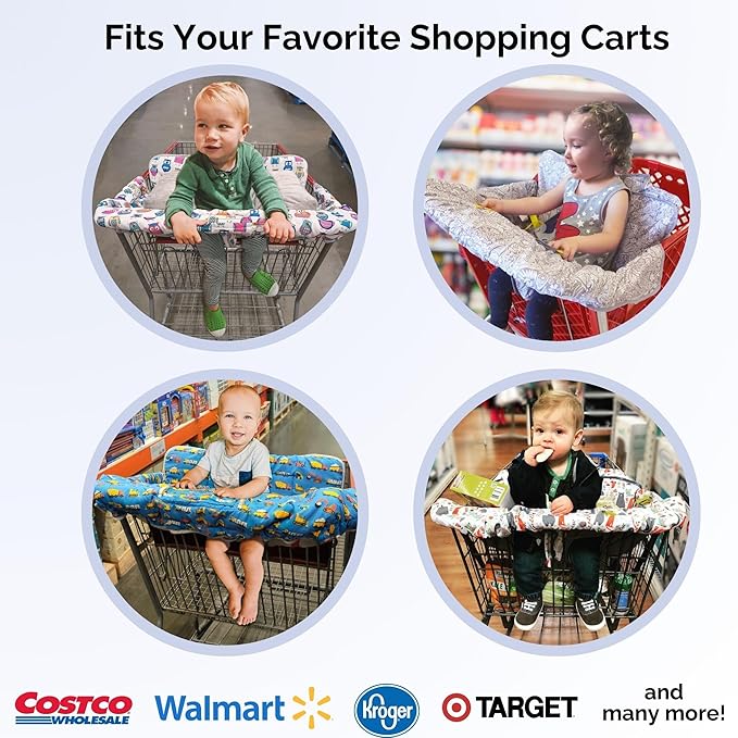 Suessie Shopping Cart Cover and High Chair Cover with Bolster Support Pillow (Owls with Cushion)