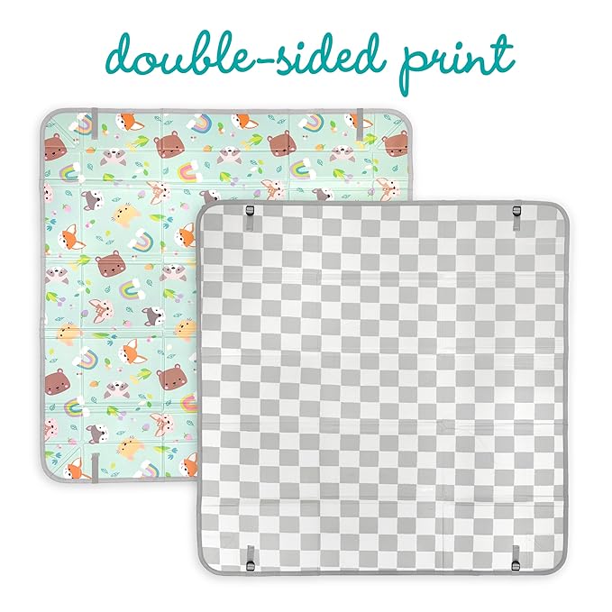 Infantino Foldable Soft Foam Play Mat, Baby Play Mat for Tummy Time & Floor Play, Lightweight, Easy to Store, Wipeable, Animals