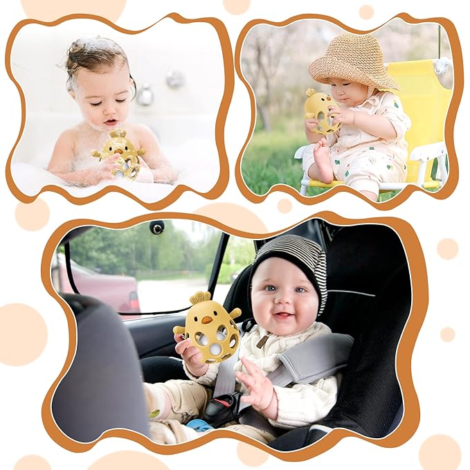 MCGMITT Baby Teething Toys for 3-6 Months, Easy Grasp Silicone Infant Rattle Teether Toy for 0-12 Months, BPA-Free Food Grade Baby Montessori Sensory Toys, Soft Infant Chew Toys for Teething Relief