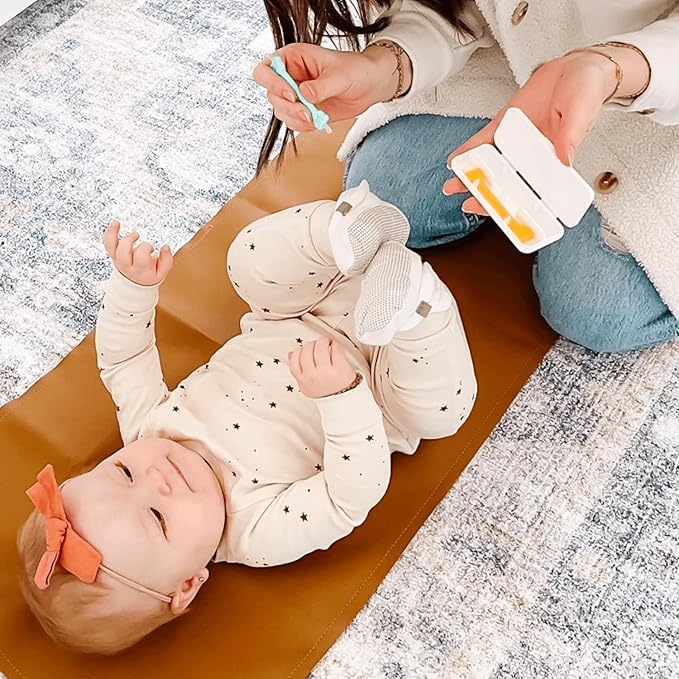 oogiebear: Baby Nose Cleaner & Ear Wax Removal Tool - Safe Booger & Earwax Removal for Newborns, Infants, Toddlers - Dual-Ended - Essential Baby Stuff, Diaper Bag Must-Have, Orange & Seafoam with case