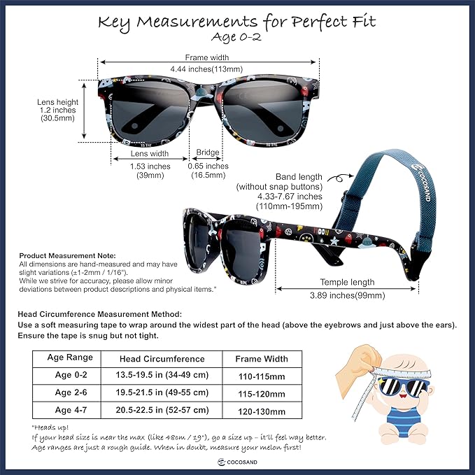COCOSAND Flexible Polarized Baby Sunglasses with Strap UV Protection for Toddler Infant Girl Boy Age 0-24 Months