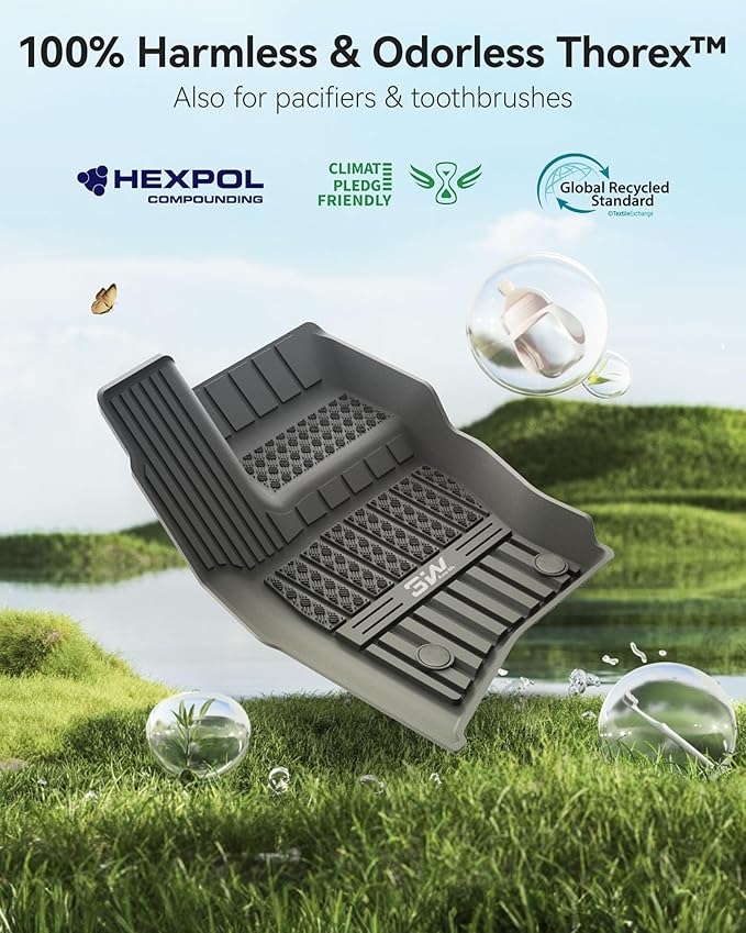 3W Floor Mats&Cargo Liner Fit Land Rover/Range Rover Defender 110 (4 Doors 5 Seat Only) 2020-2024 2025 (Not for Defender 110s/Rubber Flooring), TPE All Weather Custom Fit Floor Liner Full Set, Black