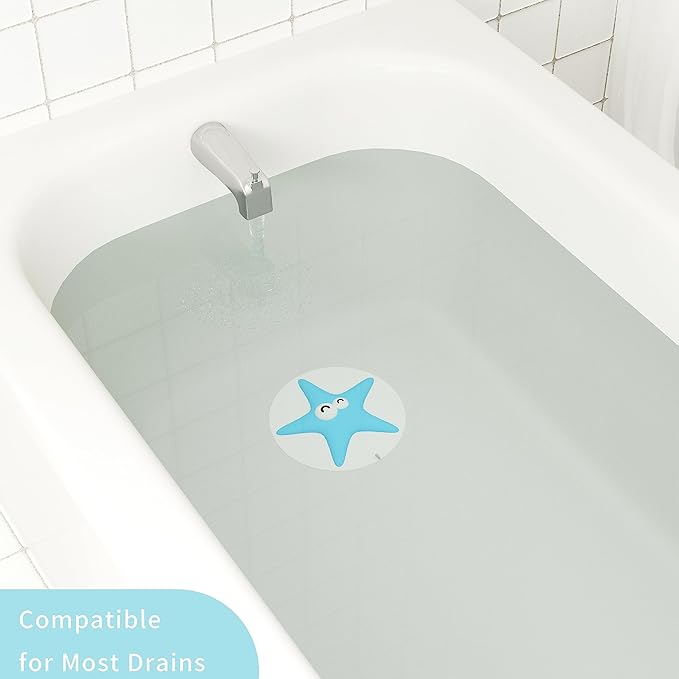 Bathtub Stopper Drain Plug Cover - Silicone Bath Tub Stopper, Shower Drain Cover, Cute Drain Stopper, Flat Drain Plug for Kitchen Sink and Bathtub, Bathtub Accessories, 6 Inches, Blue
