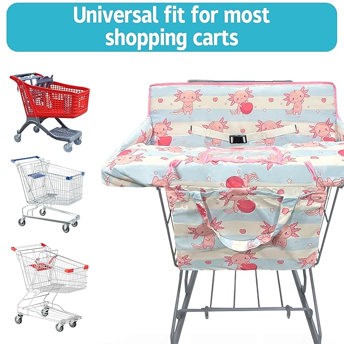 Shopping Cart Cover for Baby,2-in-1 Baby Cart Covers with Portable Cloth Bag Cart Seat Pad for Babies Grocery Cushion Cover Restaurant,Suitable for All Supermarkets and Restaurants