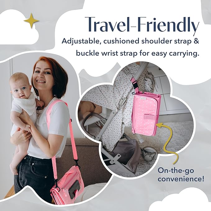 Usakinon® Portable Diaper Changing Pad – Newborn Essentials, CPC Certified, Travel Diaper Clutch & Waterproof Changing Station, Lightweight & Foldable, Touchscreen-Friendly