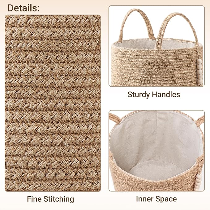 Mkono Extra Large Laundry Basket Woven Storage Baskets for Blankets Toys Clothes Organizer, Decorative Clothes Hamper 21.7" x 13.8"