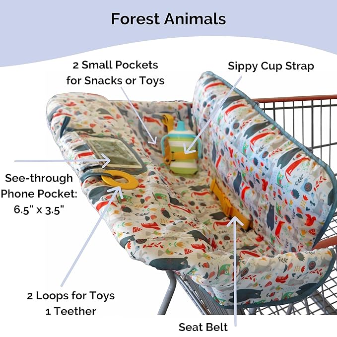 Suessie Shopping Cart Cover and High Chair Cover, Forest Animals