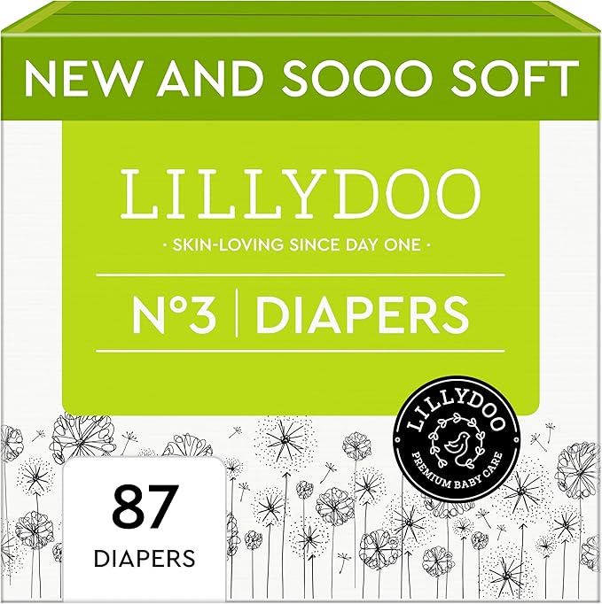 Baby Diapers - Size 3 (13-22 lbs), Half-Monthly Supply (87 Count), Leak Protection, Skin-Friendly, Ultrasoft, Perfume- & Chlorine-Free, Hypoallergenic, Dermatologist Tested, Oeko-TEX®