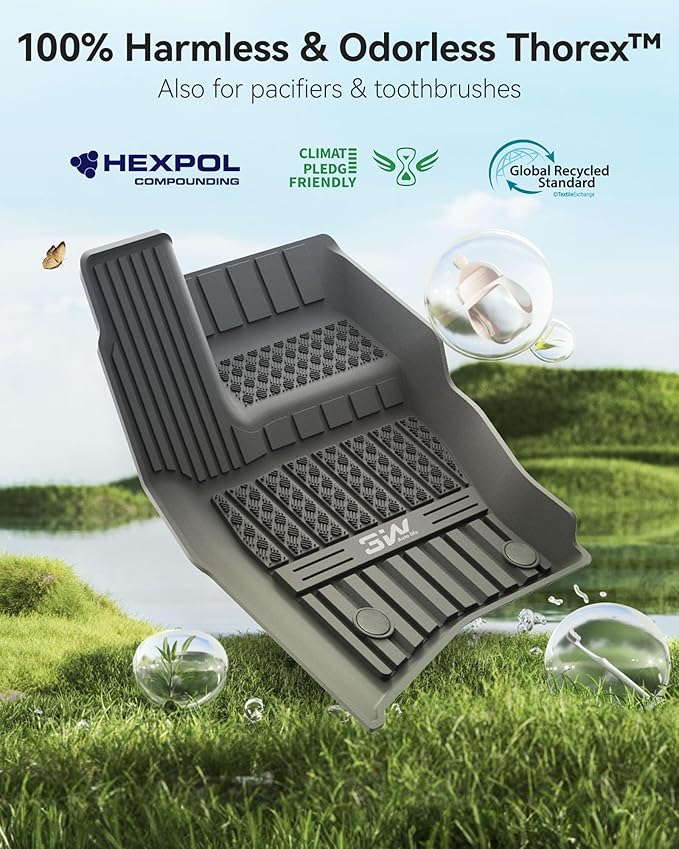 3W Floor mats & Cargo Liner for Land Rover Defender 90 2020-2024 2025(3PCS),TPE All Weather Custom Fit Floor Liner,Black