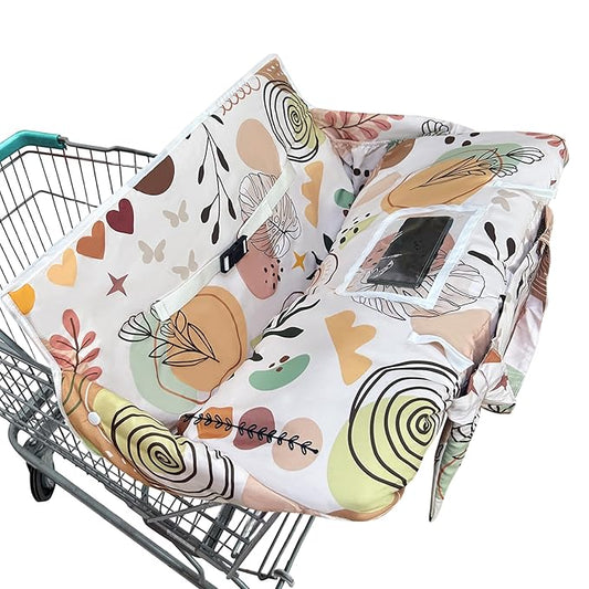 Shopping Cart Cover for Baby,2-in-1 Baby Cart Covers with Portable Cloth Bag Cart Seat Pad for Babies Grocery Cushion Cover Restaurant,Suitable for All Supermarkets and Restaurants