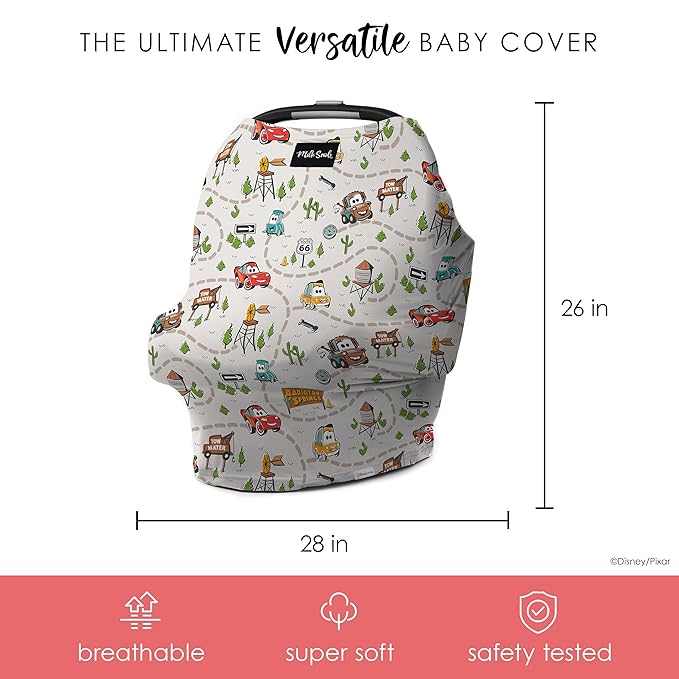 Milk Snob Original Disney 5-in-1 Baby Cover, Breastfeeding, Car Seat, Carrier, Stroller, High Chair, Shopping Cart, Canopy, Baby Shower Gender Neutral Gifts, Nursing Top (Pixar Cars)