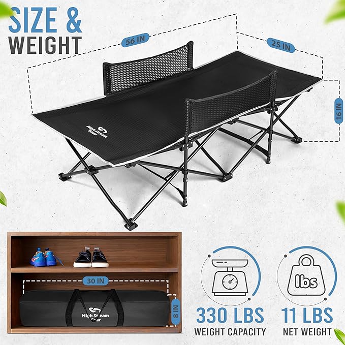 Toddler Cot Bed: Kids Travel Camping and Portable Folding Cot, Great for Outdoors and Young Guests at Home. Comfortable Sleeping Bed Easy to Store and Use (Light Blue)