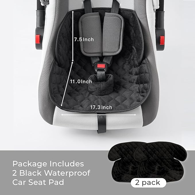 2 Pack Baby Waterproof Car Seat for Potty Training Pad,Piddle Pads Carseat Protector with Waterproof Seat Liner Black
