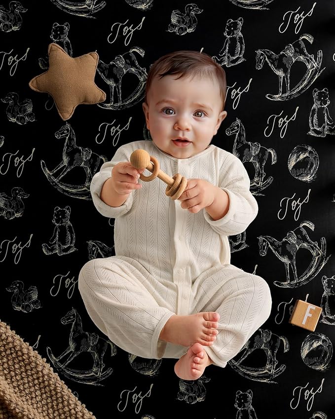 Yoofoss Baby Crib Sheets 2 Pack for Boys and Girls - 52x28 Fitted Crib Sheet Neutral Fits for Standard Crib and Toddler Mattress, Ultra Soft Breathable Microfiber Rocking Horse