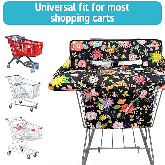 Shopping Cart Cover for Baby,2-in-1 Baby Cart Covers with Portable Cloth Bag Cart Seat Pad for Babies Grocery Cushion Cover Restaurant,Suitable for All Supermarkets and Restaurants