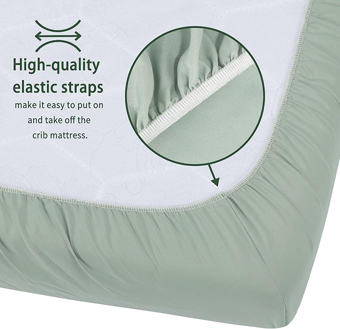 Pack and Play Sheets Fitted, 2 Pack Pack n Play Sheets for Graco Pack n Play Mattress, Unisex Playard Sheets for Boys Girls (Brown & Green, 38 X 26 Inch)