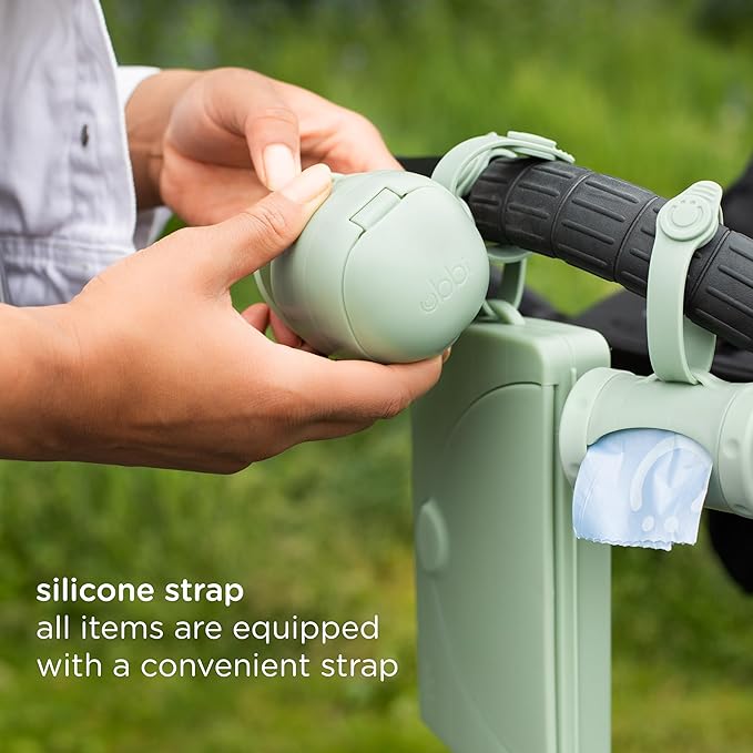 Ubbi On-The-Go Diapering Gift Set, Includes Changing Mat and Bag, Wipes Dispenser, Pacifier Holder and Bag Dispenser, Newborn Essentials, Sage