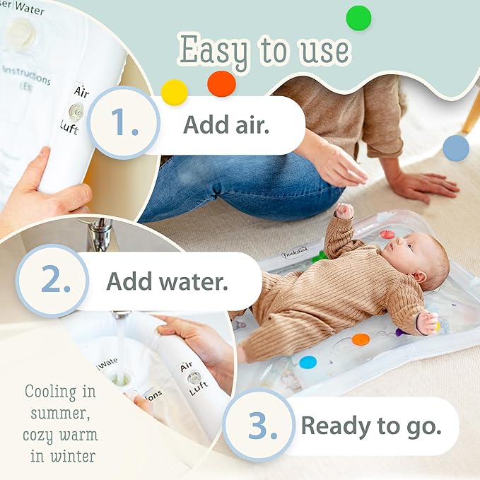 Premium Water Play Mat – Award-Winning Inflatable Tummy Time Water Mat – Sensory & Motor Development Designed by Professional Educators – Certified 100% Baby-Safe Materials - Small