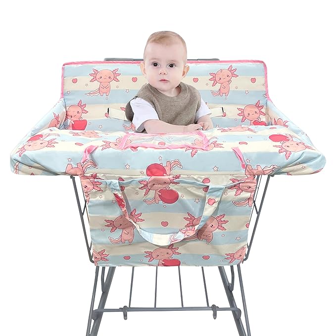 Shopping Cart Cover for Baby,2-in-1 Baby Cart Covers with Portable Cloth Bag Cart Seat Pad for Babies Grocery Cushion Cover Restaurant,Suitable for All Supermarkets and Restaurants