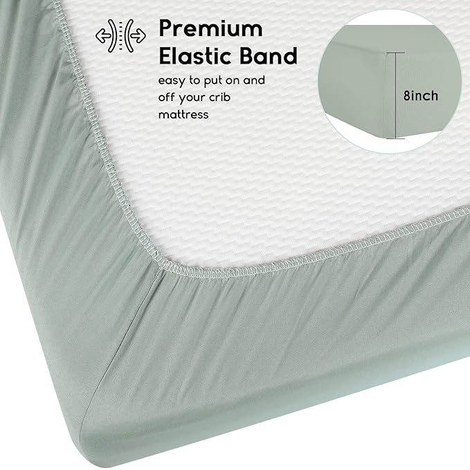 Yoofoss Baby Crib Sheets for Boys Girls, Fitted Crib Sheet 2 Pack for Standard Crib and Toddler Mattress, Super Soft Microfiber Baby Sheet 28x52x8in(Green+Leaf)