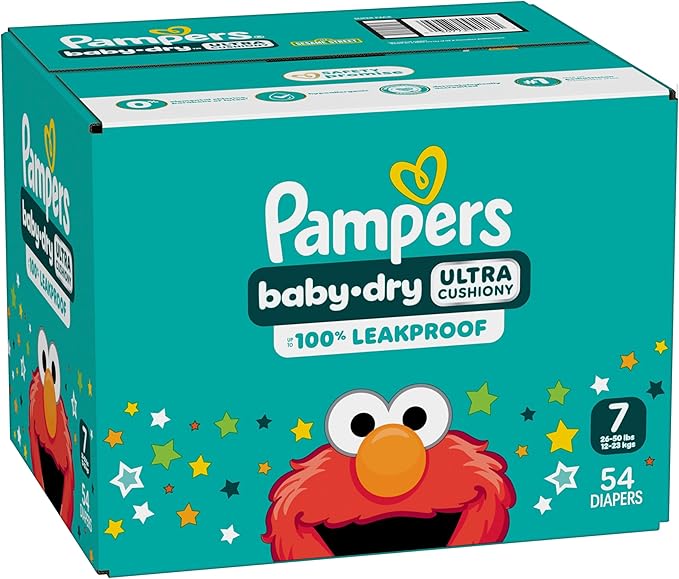 Pampers Diapers - Baby Dry - Size 7, 54 Count, Absorbent Disposable Infant Diaper (Packaging May Vary)