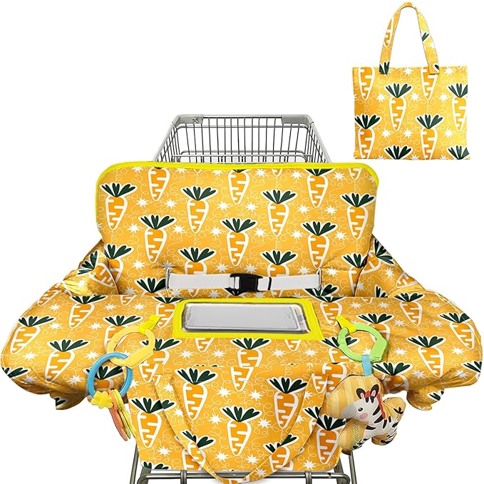 Shopping Cart Cover for Baby Girl Boy 2-in-1 High Chair Water Resistant High Chair Cover Yellow Carrots Gender Neutral Cart Cover for Babies Padded Grocery Cart Cover for Baby