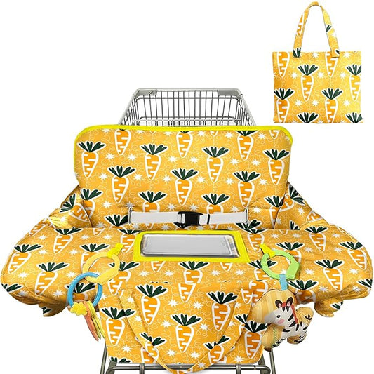 Shopping Cart Cover for Baby Girl Boy 2-in-1 High Chair Water Resistant High Chair Cover Yellow Carrots Gender Neutral Cart Cover for Babies Padded Grocery Cart Cover for Baby