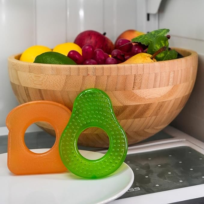 Dr. Brown's AquaCool Water-Filled Teether, Cooling Teether Toy for Babies, Soothes Sore Gums, Avocado Toast Shapes, BPA Free, 3m+, 2-Pack