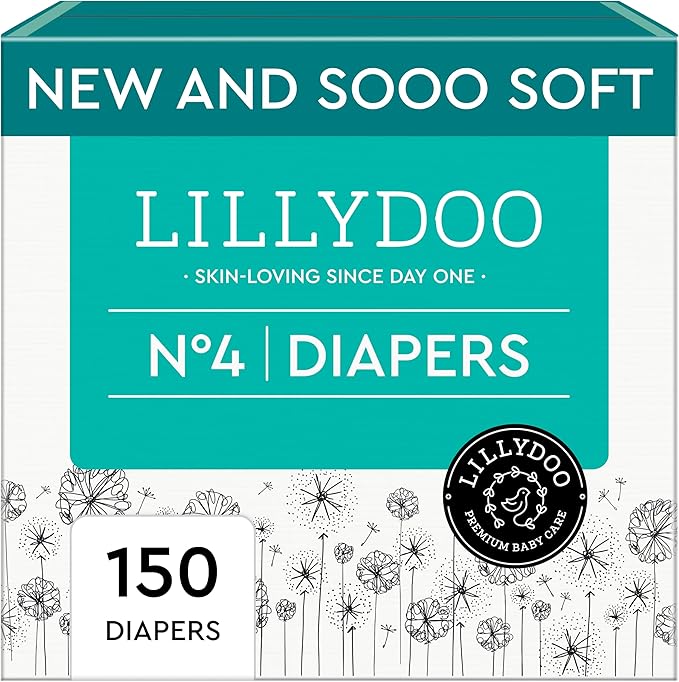 Baby Diapers - Size 4 (20-31 lbs), Monthly Supply (150 Count), Leak Protection, Skin-Friendly, Ultrasoft, Perfume- & Chlorine-Free, Hypoallergenic, Dermatologist Tested, Oeko-TEX®