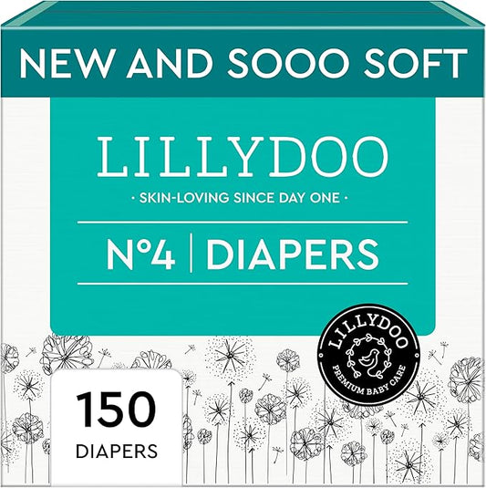 Baby Diapers - Size 4 (20-31 lbs), Monthly Supply (150 Count), Leak Protection, Skin-Friendly, Ultrasoft, Perfume- & Chlorine-Free, Hypoallergenic, Dermatologist Tested, Oeko-TEX®