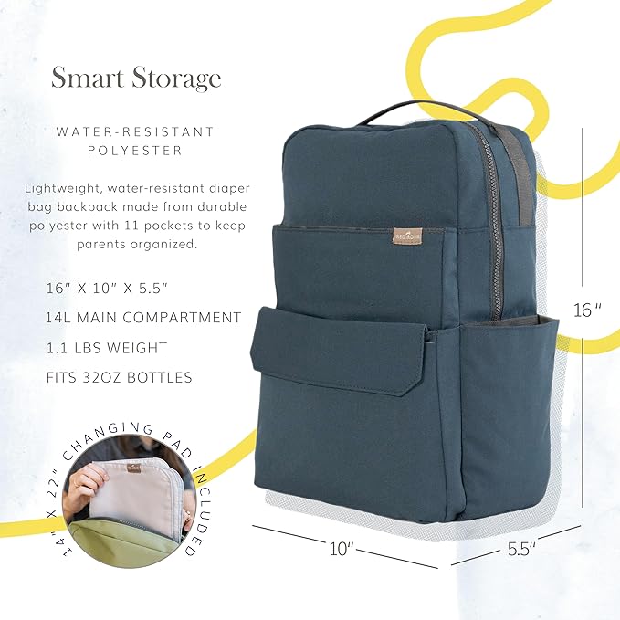 RED ROVR Roo Lightweight 1 LB Diaper Bag Backpack | 11 organizational pockets| Durable & Water-Resistant (Navy)