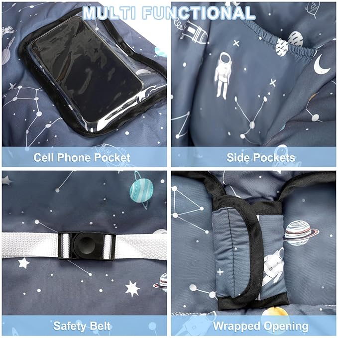 Grey Shopping Cart Cover for Baby 2-in-1 High Chair Cover with Safety Harness Multifunctional Dog Pattern Cart Covers for Babies Soft Padded Grocery Cart Cover for Baby Boy Girl