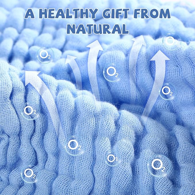 MUKIN Baby Washcloths - Soft Face Cloths for Newborn, Absorbent Bath Wipes, Burp Cloths or Towels, Baby Registry as Shower. Pack of 6-12x12 inches (Blue)