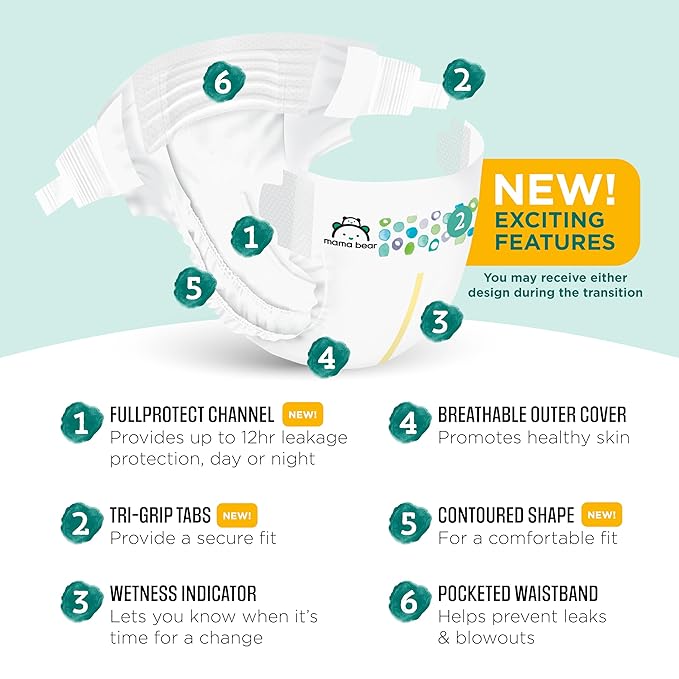 Amazon Brand - Mama Bear Gentle Touch Diapers, Size 2, 46 Count