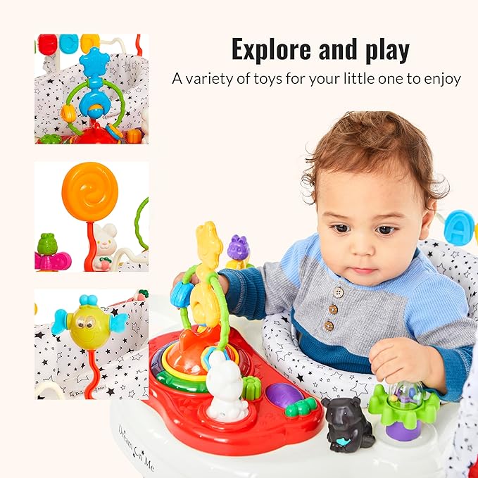Dream On Me Zany 2-in-1 Activity Center and Bouncer in White & Black Print