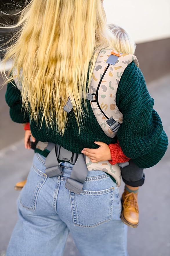 Beco Baby Carrier Toddler Carrier with Extra Wide Seat, 100% Cotton Toddler Carrying Backpack Style & Front-Carry, Lightweight & Breathable Child Carrier, Sling Carrier 20-60 lbs (Geometric)