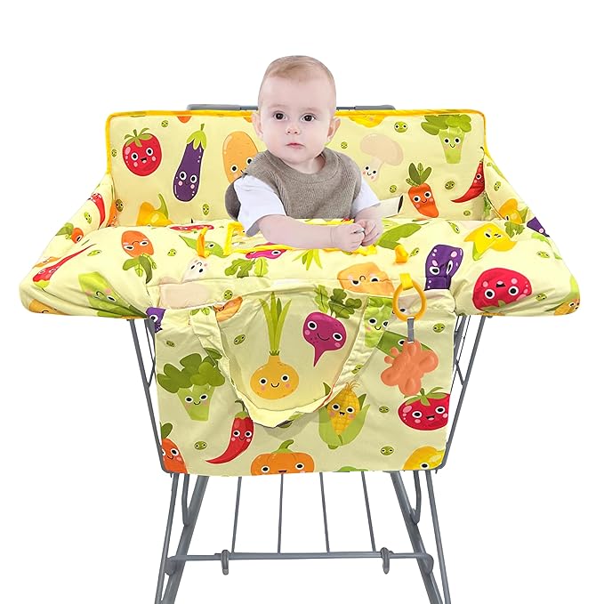 Shopping Cart Cover for Baby,2-in-1 Baby Cart Covers with Portable Cloth Bag Cart Seat Pad for Babies Grocery Cushion Cover Restaurant,Suitable for All Supermarkets and Restaurants