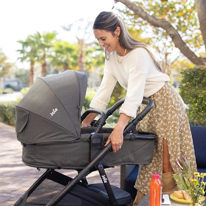 Joie Ginger LX 4-in-1 One-Hand Pramette Stroller - Convertible Pramette & Stroller, Newborn to Toddler (Dove)