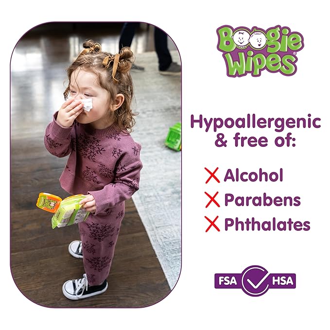 Boogie Wipes Wet Wipes for Baby and Kids, Chamomile and Vitamin E, White, Fresh Scent, 180 Count