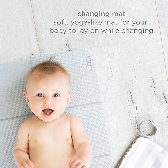 Ubbi On-the-Go Changing Mat with Carrying Bag, Soft and Comfortable Diaper Bag Accessory Must Have for Newborns, Easy to Clean, Portable Changing Pad, Gray