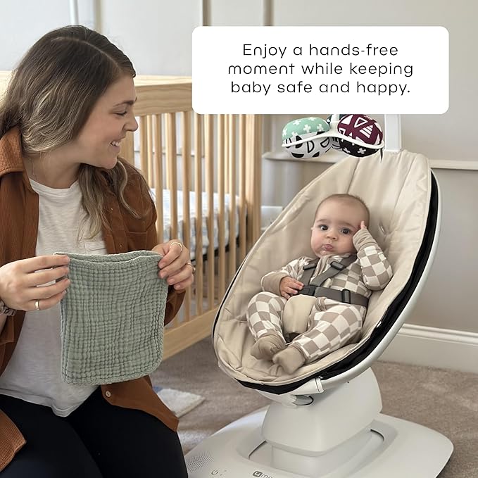 4moms MamaRoo Multi-Motion Baby Swing, Bluetooth Enabled with 5 Unique Motions, Birch