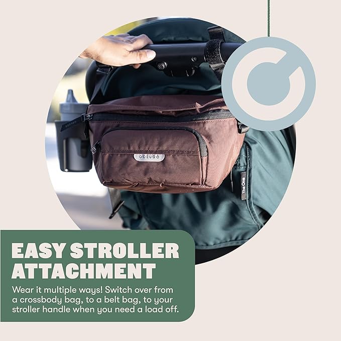 Colugo On-The-Go Stroller Organizer Insert with Zipper, Caddy with Cup Holder, Stroller Accessories for Parents specially designed to fit to your stroller with Non Slip Straps (Cocoa)