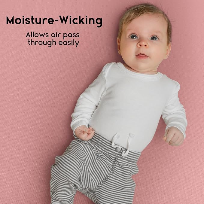 Yoofoss Pack and Play Sheets Fitted, Mini Crib Sheets 2-Pack for Pack N Play Mattress, Stretchy Playard Sheet, Soft and Breathable Pink+Love