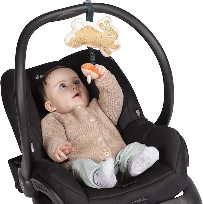 Manhattan Toy Button Bunny Brahm's Lullaby Pull Musical Toy with Baby Chime and Adjustable Fabric Loop for Carriers and Cribs