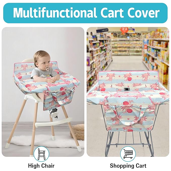 Shopping Cart Cover for Baby,2-in-1 Baby Cart Covers with Portable Cloth Bag Cart Seat Pad for Babies Grocery Cushion Cover Restaurant,Suitable for All Supermarkets and Restaurants